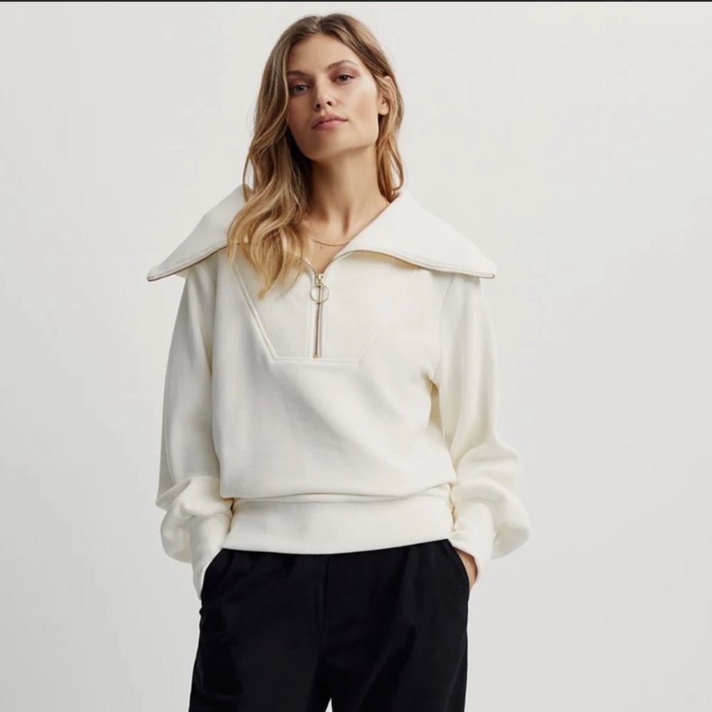 New Varley Vine Half Zip Pullover Small Ivory